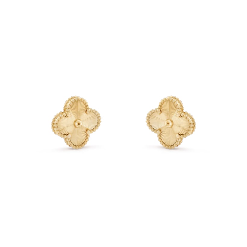 Love Clover Leaf Earstuds,925 Silver, 18k Yellow Gold Plated