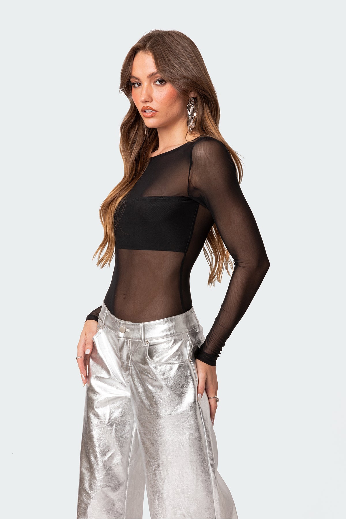 Sheer Mesh Bandeau Bodysuit