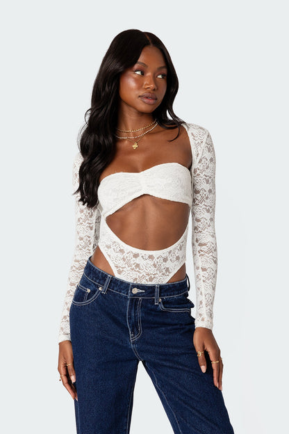 Zoey Sheer Lace Two Piece Bodysuit