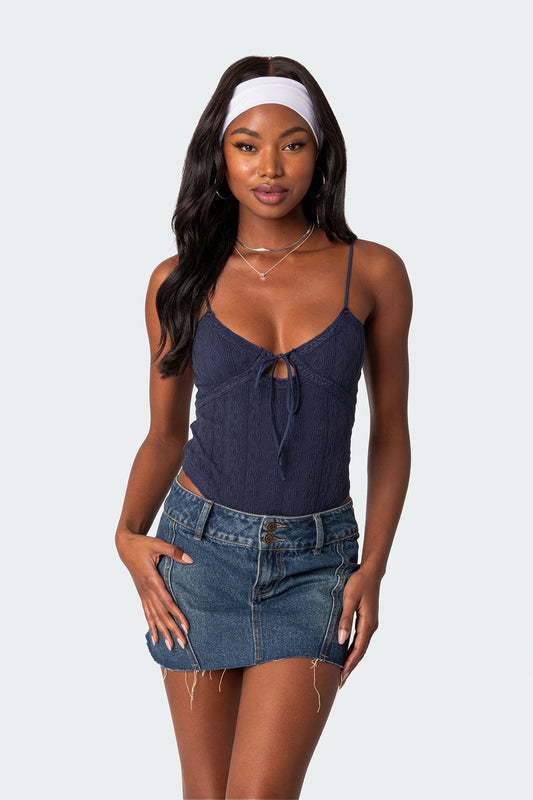 Lacey Knit Cut Out Bodysuit