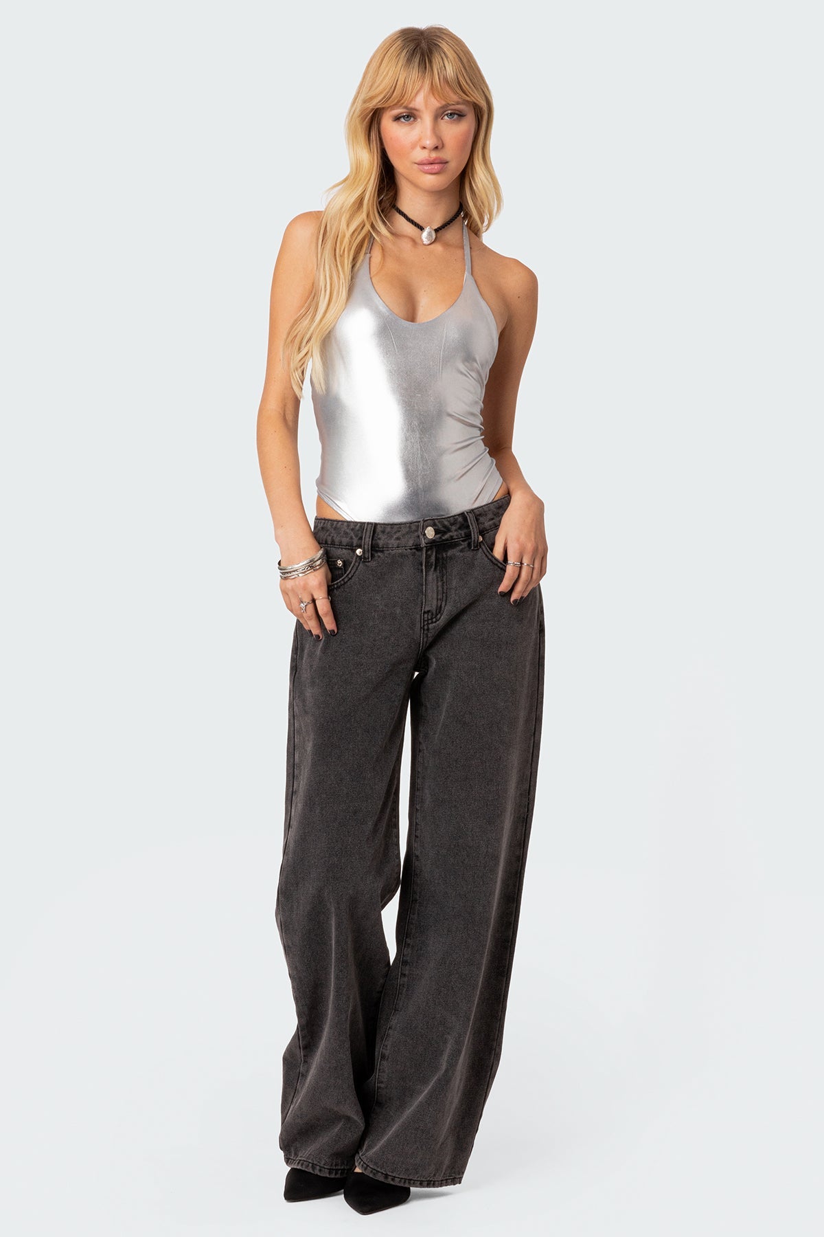 Elektra Open Back Metallic Bodysuit